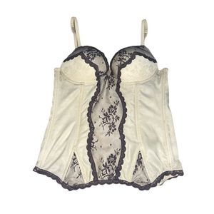 Victorias Secret Angels Ivory & Black Lace Boned Corset